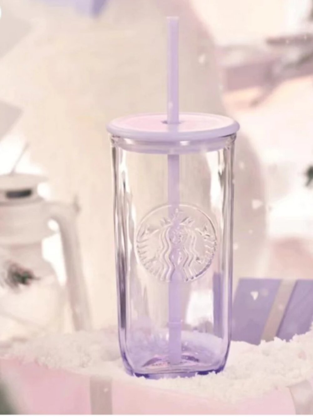 Starbucks China Purple Triangle Glass Cup 16 oz